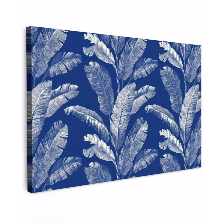 Blad - Palm - Blauw Tuinposter op houten frame 2 cm dik klein 845 -3d