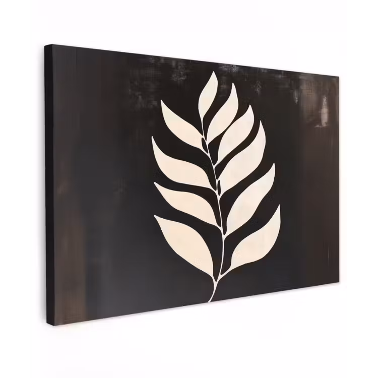Blad - Wit - Minimalistisch Tuinposter op houten frame 2 cm dik klein -3d