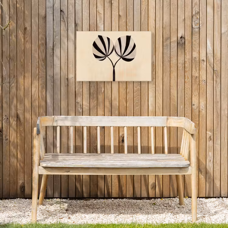 Bladeren - Gestreept - Stengel - Beige Tuinposter op houten frame 2 cm dik klein -sfeer4