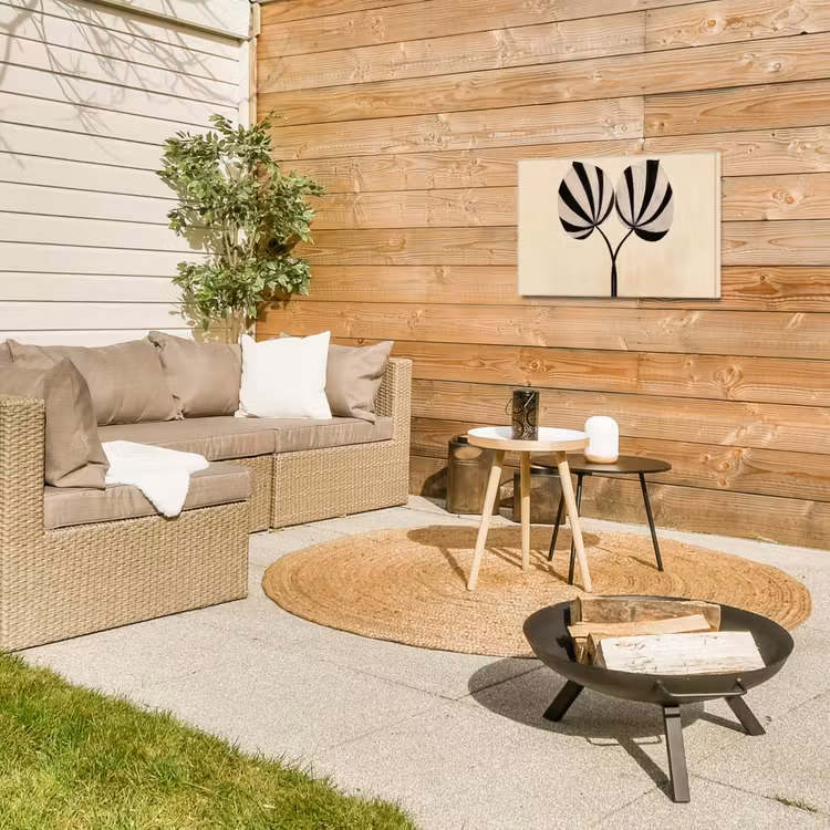 Bladeren - Gestreept - Stengel - Beige Tuinposter op houten frame 2 cm dik klein -sfeer2