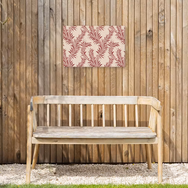 Bladeren - Linnen - Rood Tuinposter op houten frame 2 cm dik klein 845 -sfeer4