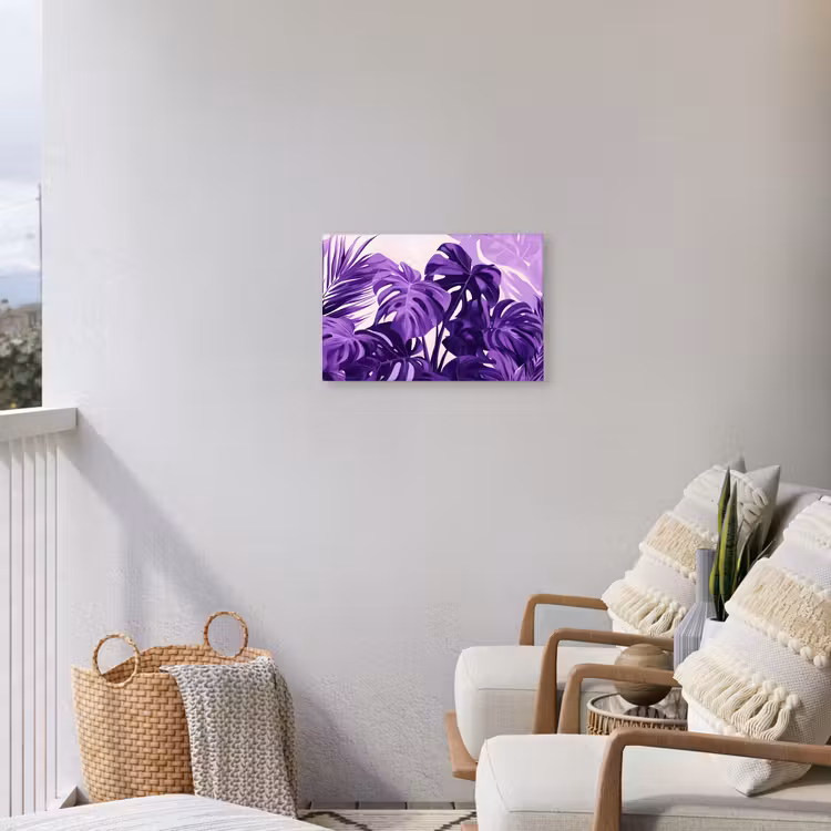 Bladeren - Paars - Tropisch - Abstract Tuinposter op houten frame 2 cm dik klein -sfeer1