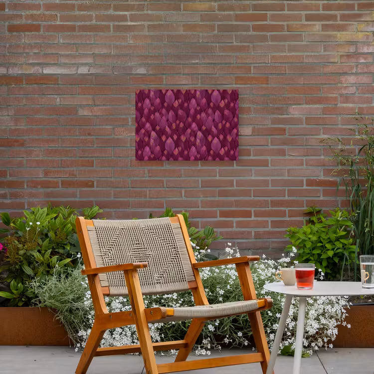 Bladeren - Patroon - Burgundy Tuinposter op houten frame 2 cm dik klein 845 -sfeer3