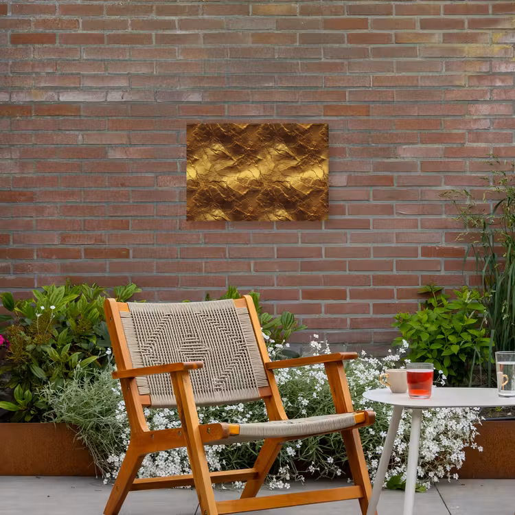 Bladgoud - Textuur - Goud Tuinposter op houten frame 2 cm dik klein 845 -sfeer3