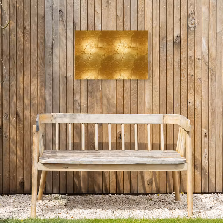 Bladgoud - Vintage - Textuur - Warm Goud Tuinposter op houten frame 2 cm dik klein 845 -sfeer4