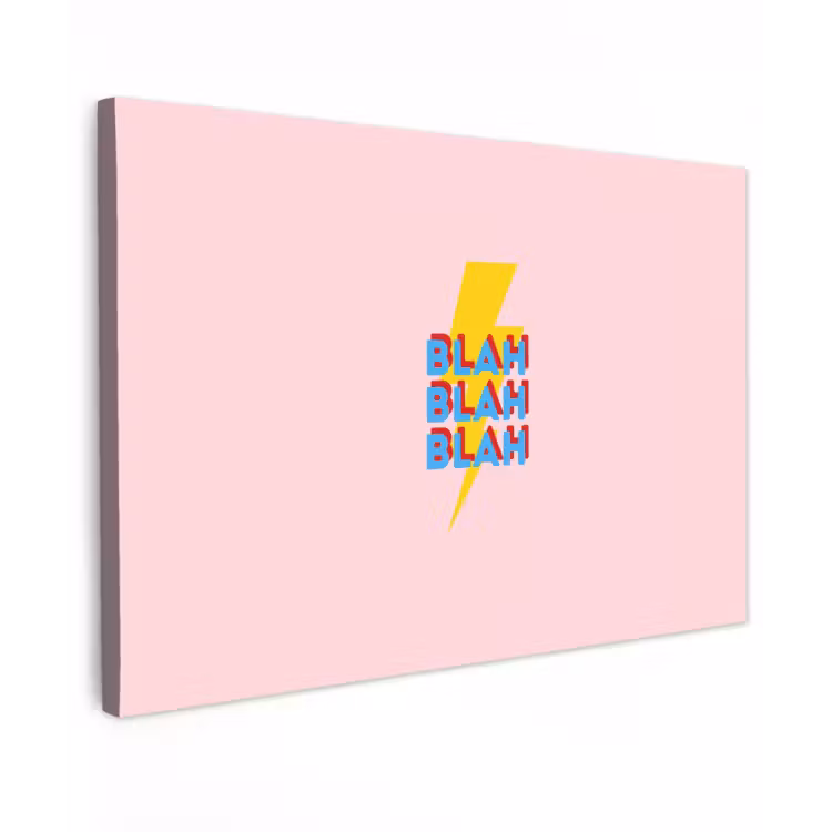 Blah - Bliksem - Roze Tuinposter op houten frame 2 cm dik klein -3d