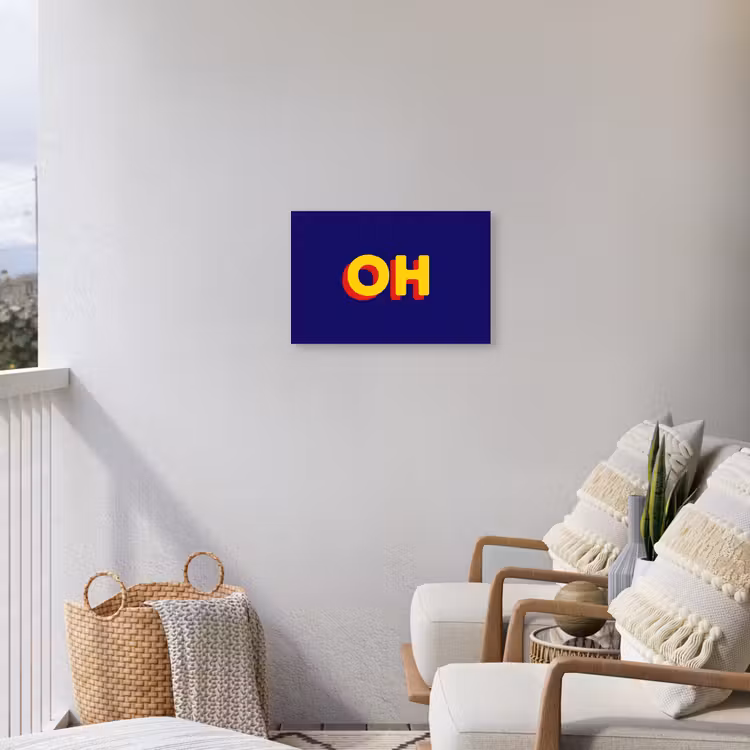 Blauw - Geel - OH - Schaduw Tuinposter op houten frame 2 cm dik klein -sfeer1