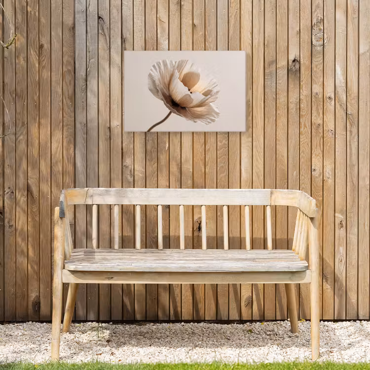 Bloem - Beige - Crème Tuinposter op houten frame 2 cm dik klein -sfeer4