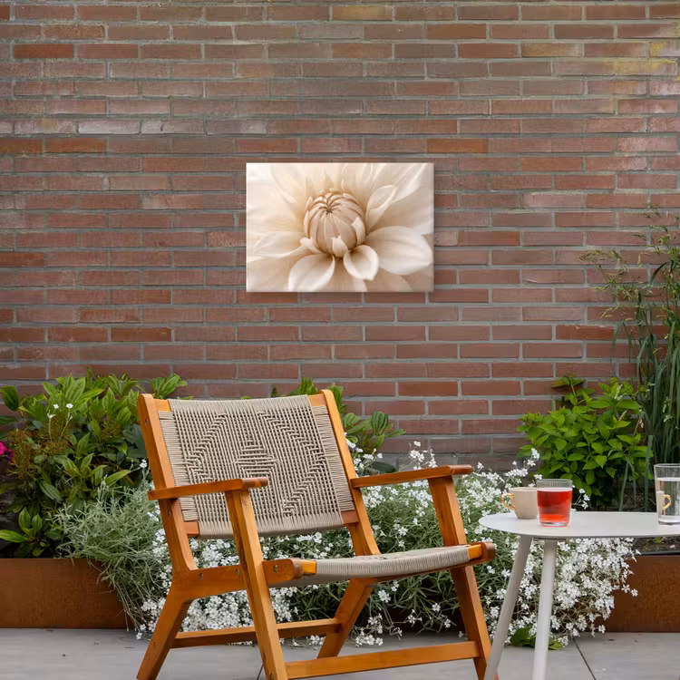 Bloem - Dahlia - Wit Tuinposter op houten frame 2 cm dik klein -sfeer3