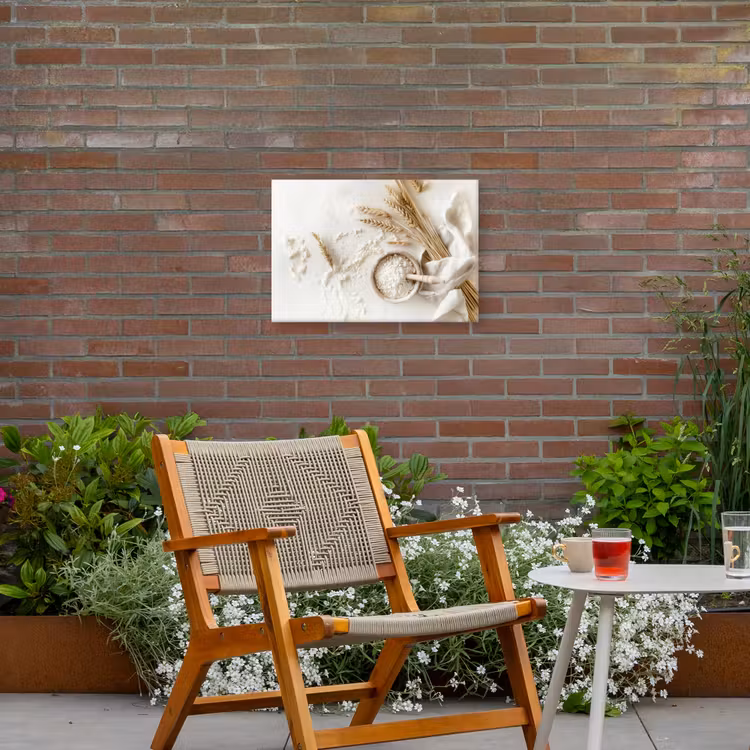 Bloem - Hout - Tarwe Tuinposter op houten frame 2 cm dik klein -sfeer3