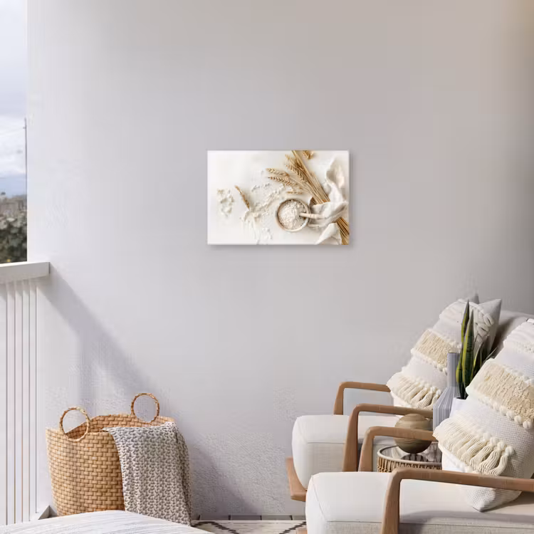 Bloem - Hout - Tarwe Tuinposter op houten frame 2 cm dik klein -sfeer1