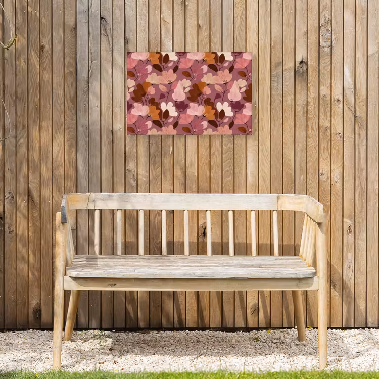 Bloem - Patroon - Roze Tuinposter op houten frame 2 cm dik klein 845 -sfeer4