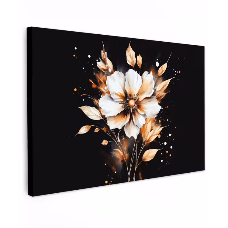 Bloem - Verf - Goud - Graffiti - Modern Tuinposter op houten frame 2 cm dik klein -3d