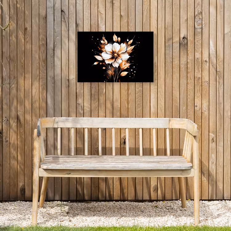 Bloem - Verf - Goud - Graffiti - Modern Tuinposter op houten frame 2 cm dik klein -sfeer4