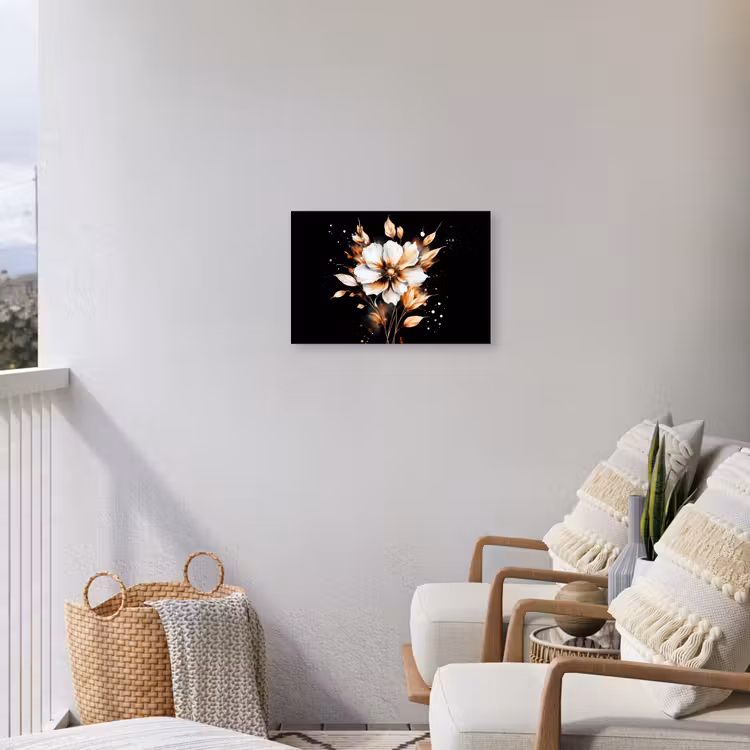 Bloem - Verf - Goud - Graffiti - Modern Tuinposter op houten frame 2 cm dik klein -sfeer1