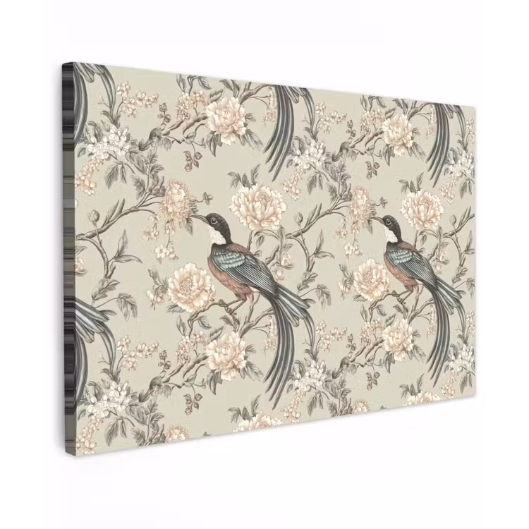 Bloem - Vogel - Kleurrijk Tuinposter op houten frame 2 cm dik klein 845 -3d