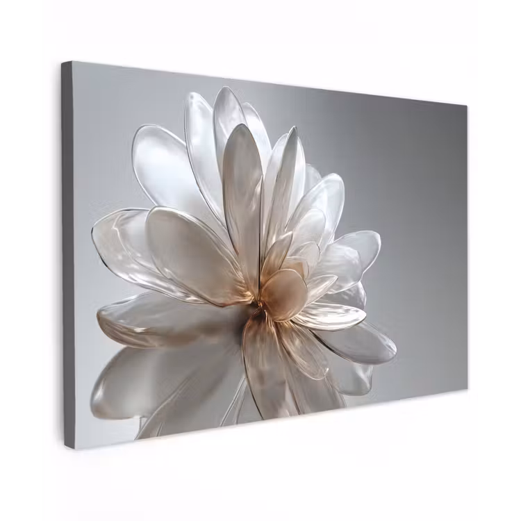 Bloem - Wit - Neutraal Tuinposter op houten frame 2 cm dik klein -3d