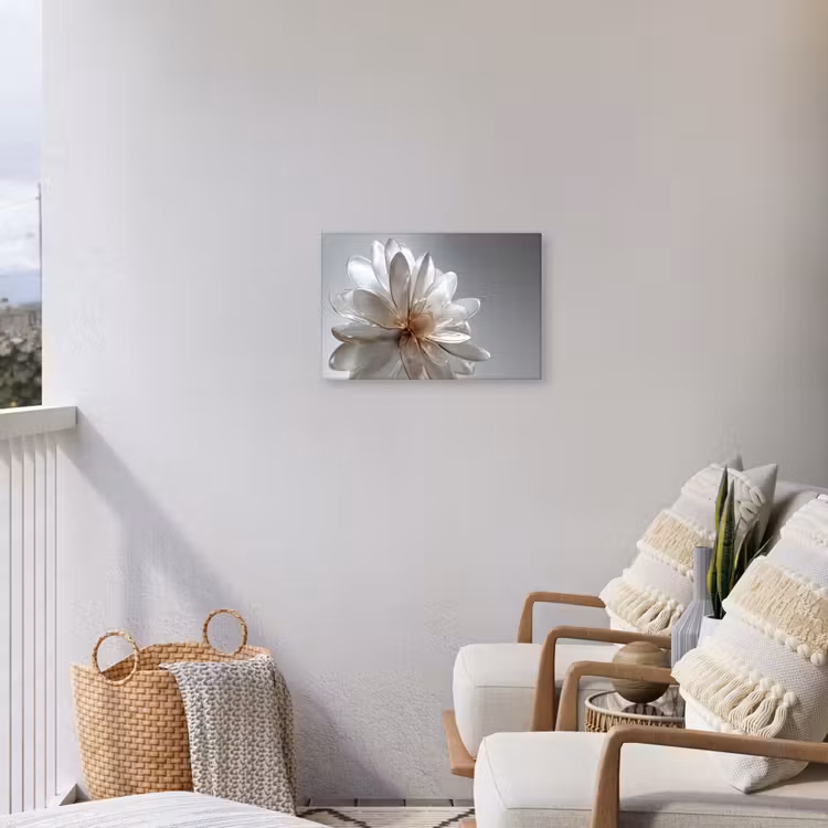 Bloem - Wit - Neutraal Tuinposter op houten frame 2 cm dik klein -sfeer1