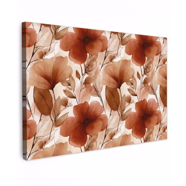 Bloemen - Aquarel - Botanisch - Terracotta Tuinposter op houten frame 2 cm dik klein 845 -3d