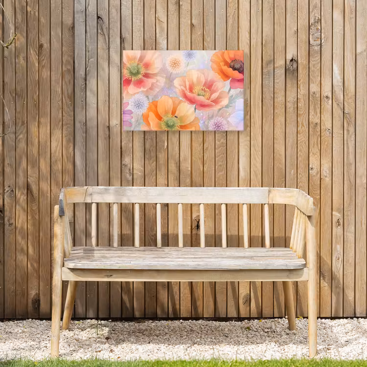 Bloemen - Aquarel - Natuur - Modern - Kleurrijk Tuinposter op houten frame 2 cm dik klein -sfeer4