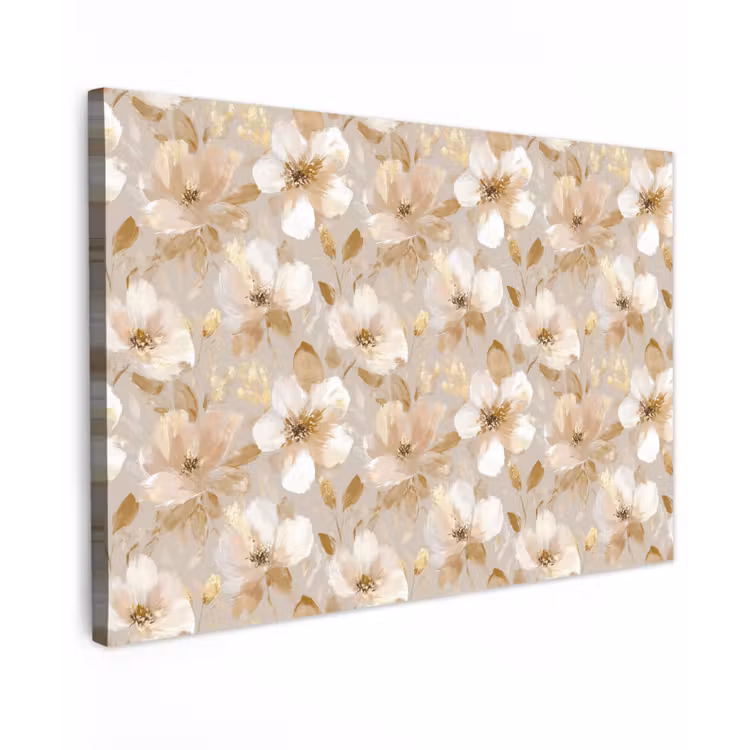 Bloemen - artistiek - Goud Tuinposter op houten frame 2 cm dik klein 845 -3d