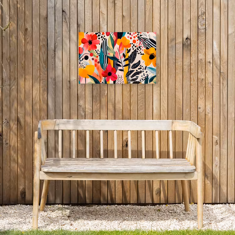 Bloemen - Bladeren - Abstract - Kleurrijk Tuinposter op houten frame 2 cm dik klein -sfeer4