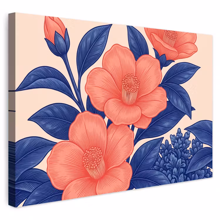 Buiten canvas - Bloemen - Bladeren - Botanisch - Bloemen - Bladeren - Botanisch Tuinposter op houten frame 2 cm dik klein