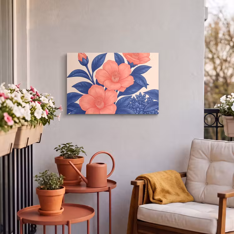 Buiten canvas - Bloemen - Bladeren - Botanisch - Bloemen - Bladeren - Botanisch Tuinposter op houten frame 2 cm dik klein