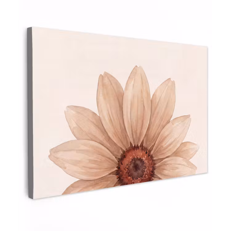 Bloemen - Bloemblad - Natuur - Aquarel - Beige Tuinposter op houten frame 2 cm dik klein -3d