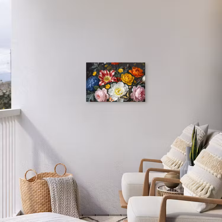 Bloemen - Boeket - Klassiek - Kleurrijk - Natuur Tuinposter op houten frame 2 cm dik klein -sfeer1