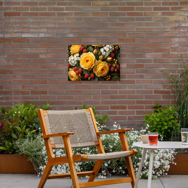 Bloemen - Boeket - Natuur - Klassiek - Geel Tuinposter op houten frame 2 cm dik klein -sfeer3