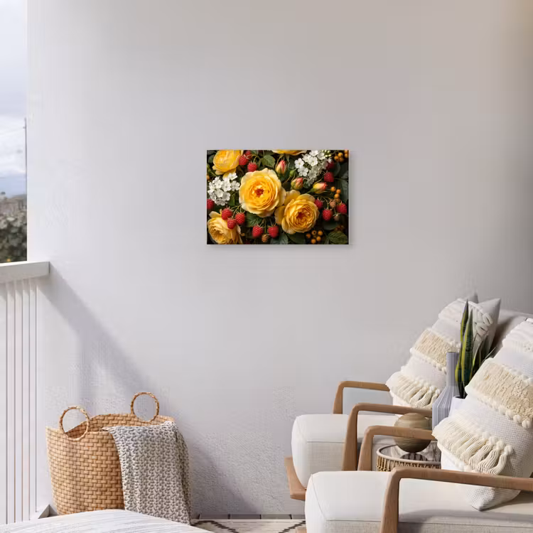 Bloemen - Boeket - Natuur - Klassiek - Geel Tuinposter op houten frame 2 cm dik klein -sfeer1