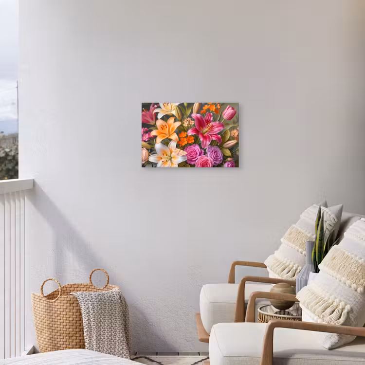 Bloemen - Boeket - Natuur - Kleurrijk - Modern Tuinposter op houten frame 2 cm dik klein -sfeer1