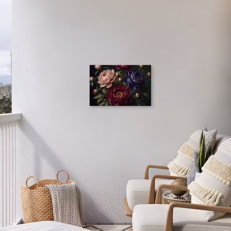 Bloemen - Boeket - Natuur - Modern - Donker Tuinposter op houten frame 2 cm dik klein -sfeer1