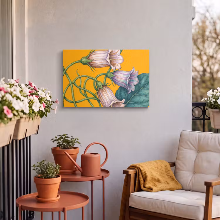 Buiten canvas - Bloemen - Botanisch - Geel - Bloemen - Botanisch - Geel Tuinposter op houten frame 2 cm dik klein