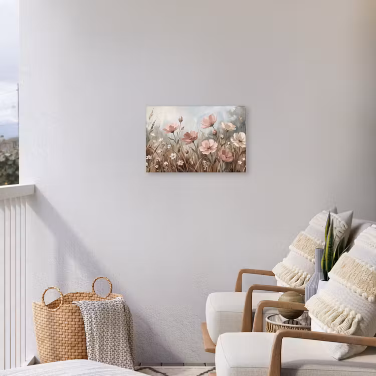 Bloemen - Botanisch - Schilderij - Pastel - Rustiek Tuinposter op houten frame 2 cm dik klein -sfeer1