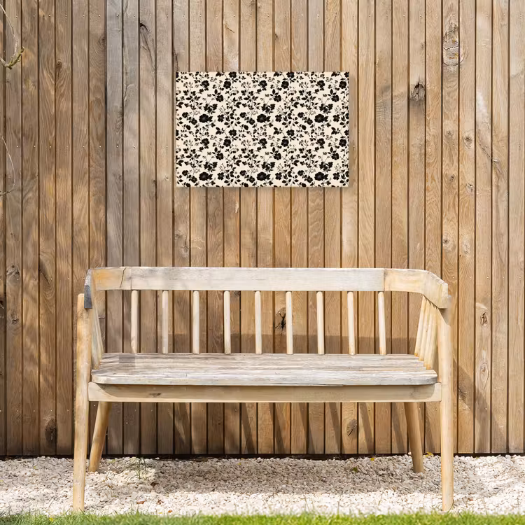 Bloemen - Dessin - Zwart Tuinposter op houten frame 2 cm dik klein 845 -sfeer4