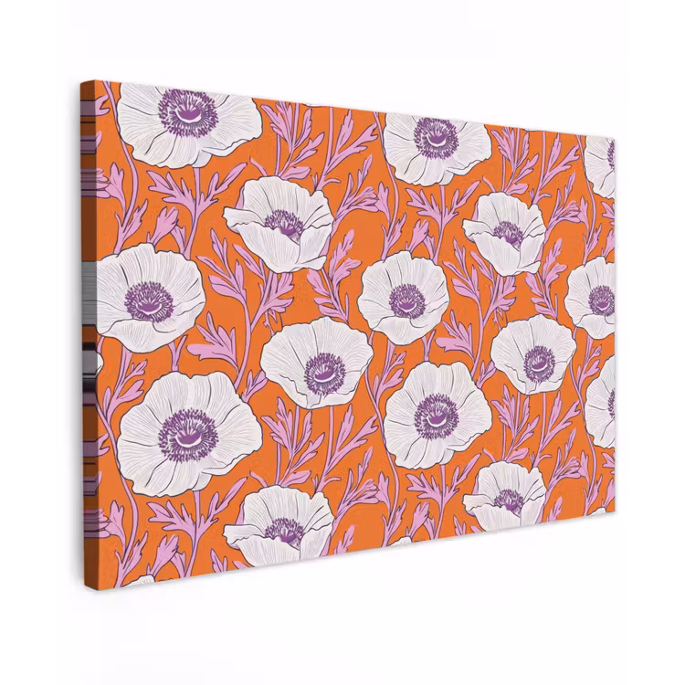 Bloemen - Grafisch - Oranje Tuinposter op houten frame 2 cm dik klein 845 -3d