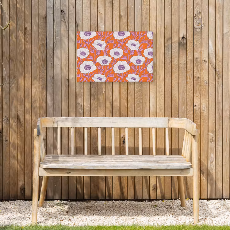Bloemen - Grafisch - Oranje Tuinposter op houten frame 2 cm dik klein 845 -sfeer4