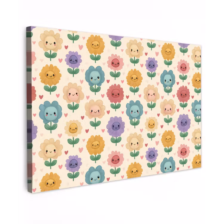 Bloemen - Hartjes - Kleurrijk Tuinposter op houten frame 2 cm dik klein 845 -3d