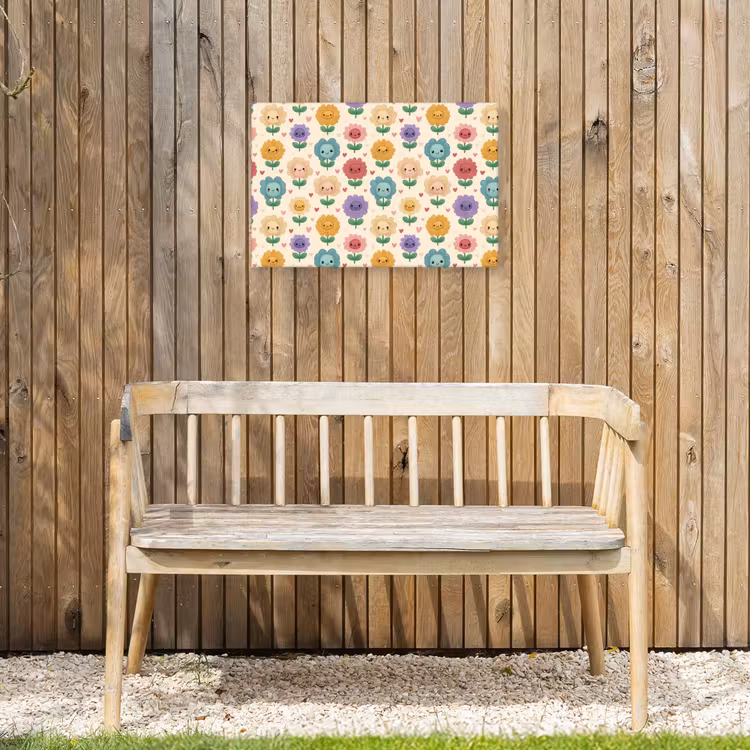 Bloemen - Hartjes - Kleurrijk Tuinposter op houten frame 2 cm dik klein 845 -sfeer4