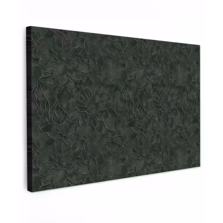Bloemen - Lijnen - Groen Tuinposter op houten frame 2 cm dik klein 845 -3d