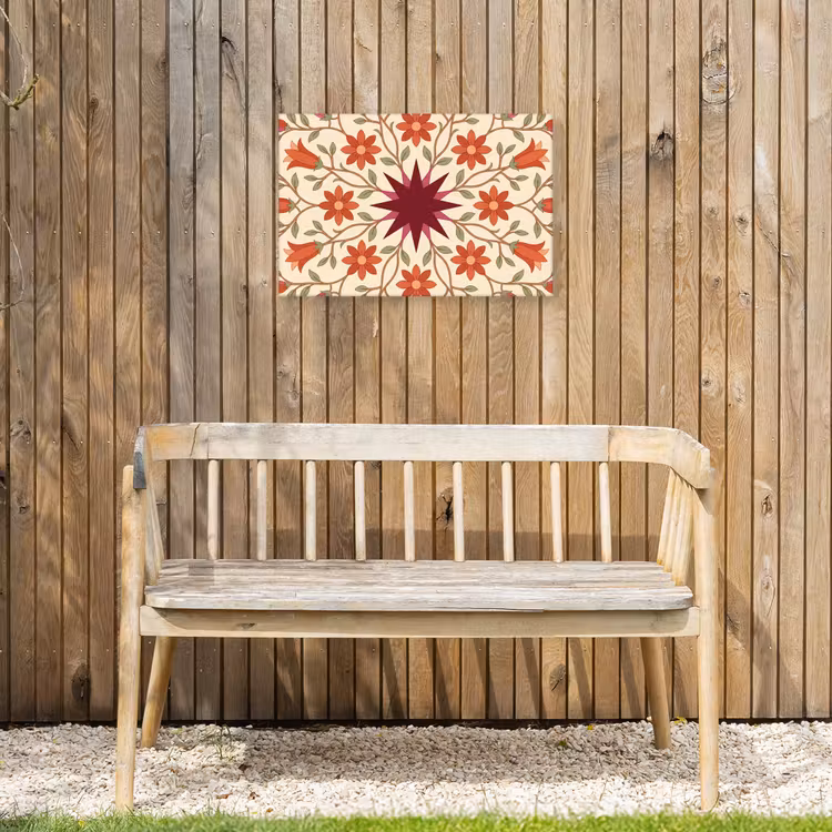 Bloemen - Mandala - Decoratief - Rood Tuinposter op houten frame 2 cm dik klein -sfeer4