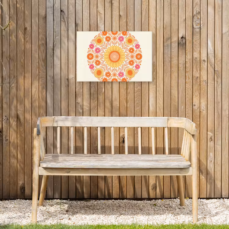 Bloemen - Mandala - Patroon - Kleurrijk Tuinposter op houten frame 2 cm dik klein -sfeer4