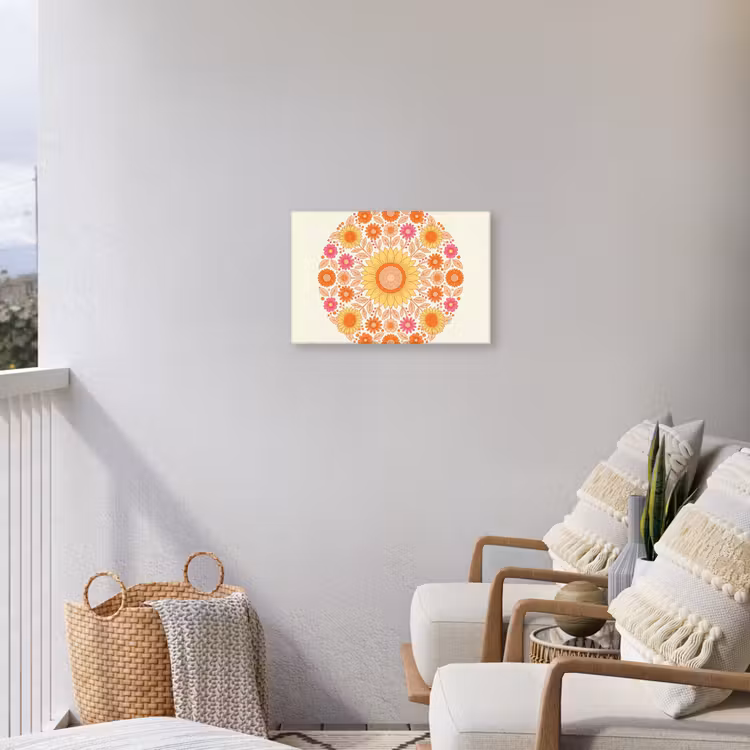 Bloemen - Mandala - Patroon - Kleurrijk Tuinposter op houten frame 2 cm dik klein -sfeer1