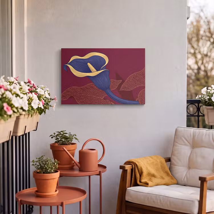 Buiten canvas - Bloemen - Modern - Paars - Bloemen - Modern - Paars Tuinposter op houten frame 2 cm dik klein