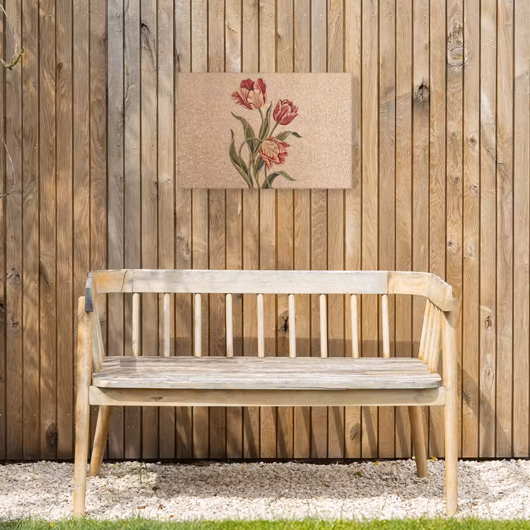 Bloemen - Mozaïek - Rood - Groen - Kunst Tuinposter op houten frame 2 cm dik klein -sfeer4