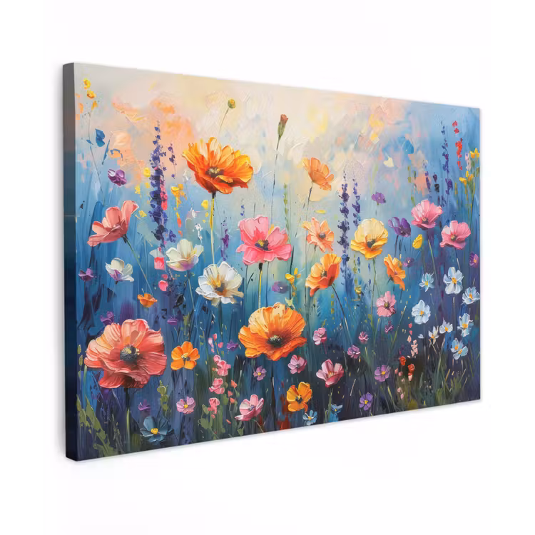 Bloemen - Natuur - Waterverf - Kunst Tuinposter op houten frame 2 cm dik klein -3d
