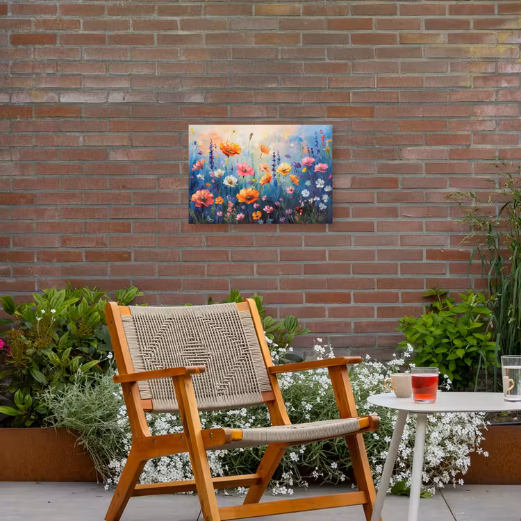 Bloemen - Natuur - Waterverf - Kunst Tuinposter op houten frame 2 cm dik klein -sfeer3