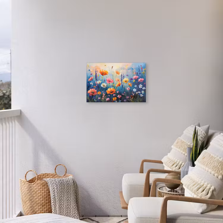 Bloemen - Natuur - Waterverf - Kunst Tuinposter op houten frame 2 cm dik klein -sfeer1